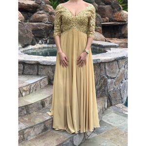 Embellished Gold Formal Dress